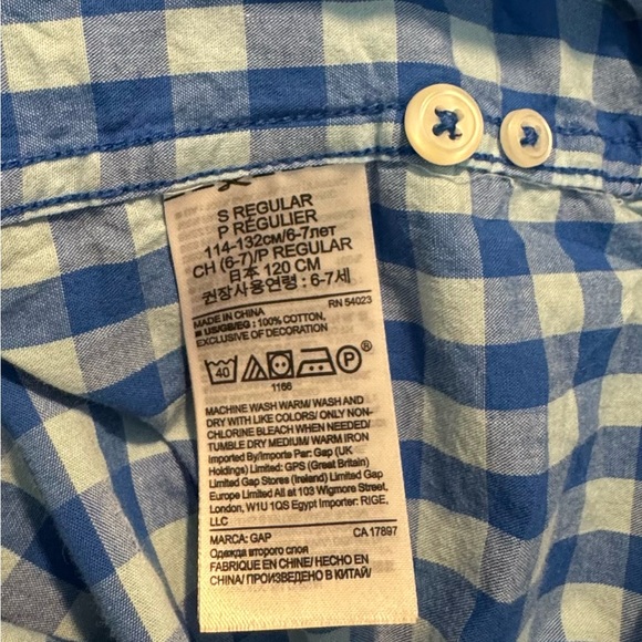 Gap Kids plaid long sleeve button up boys shirt size small, dress up or school - Picture 4 of 5